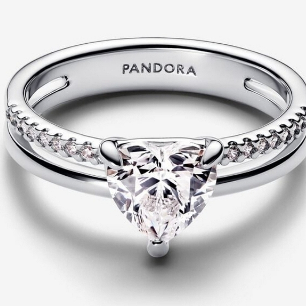 Authentic NEW Pandora Double Band Heart Ring S925ALE CZ